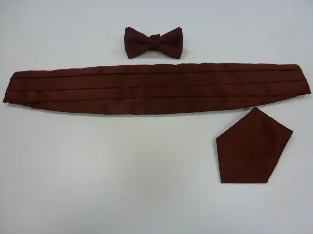 Fajín, pajarita y pañuelo caballero rojo burdeos