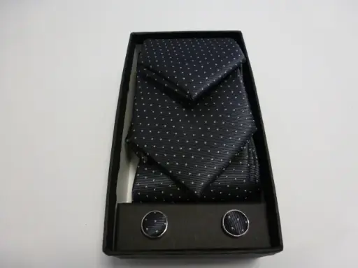 [1572-4] Conjunto corbata, pañuelo y gemelos