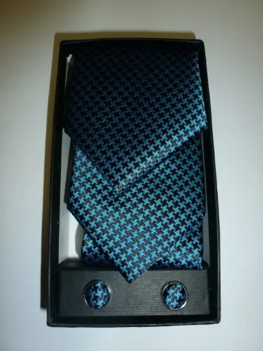 [1573-1] Conjunto corbata, pañuelo y gemelos