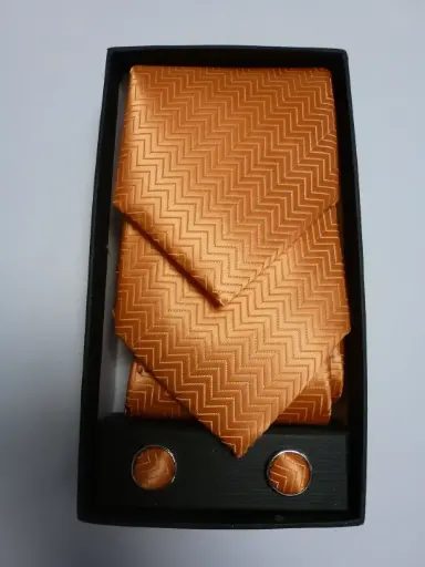 [1573-3] Conjunto corbata, pañuelo, gemelos