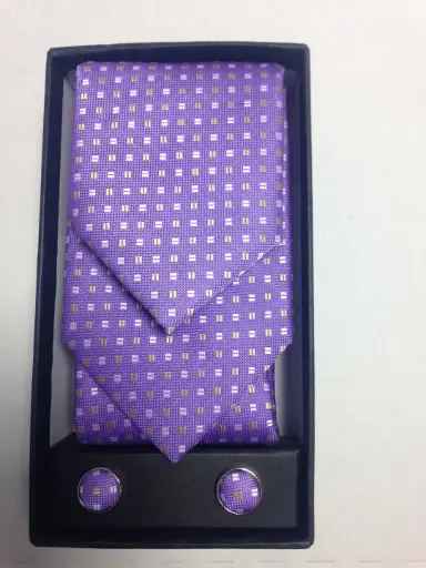 [1580-4] Conjunto corbata, pañuelo y gemelos