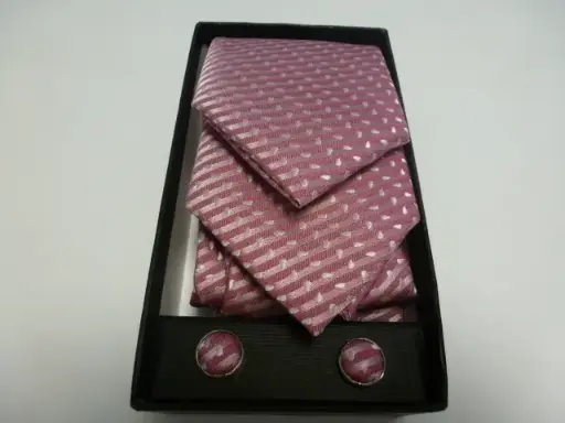 [1575-2] Conjunto corbata, pañuelo y gemelos