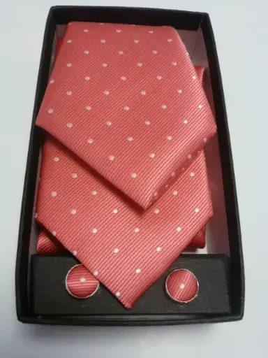 [1575-4] Conjunto corbata, pañuelo y gemelos