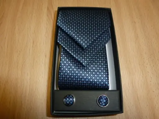 [1576-1] Conjunto corbata, pañuelo y gemelos