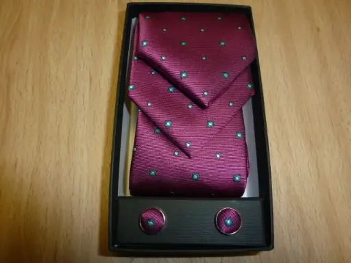 [1577-2] Conjunto corbata, pañuelo y gemelos