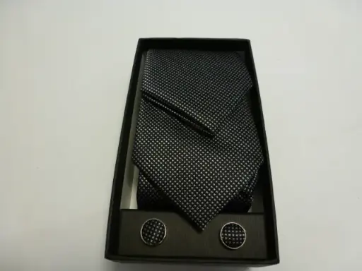 [1578-2] Conjunto corbata, pañuelo y gemelos