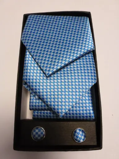 [1580-3] Conjunto corbata, pañuelo y gemelos