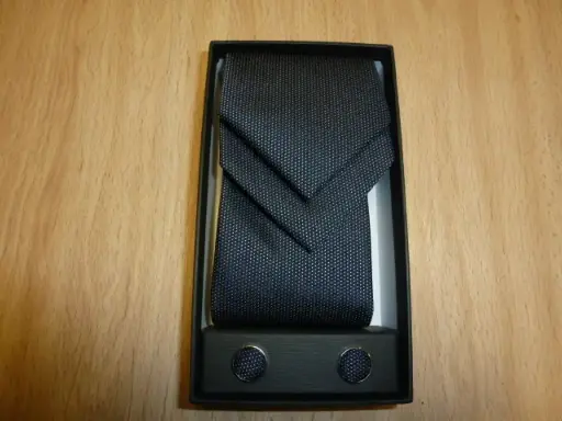 [1583-1] Conjunto corbata, pañuelo y gemelos