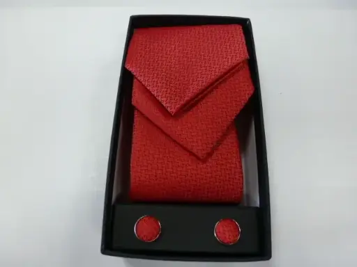 [1586-3] Conjunto corbata, pañuelo y gemelos
