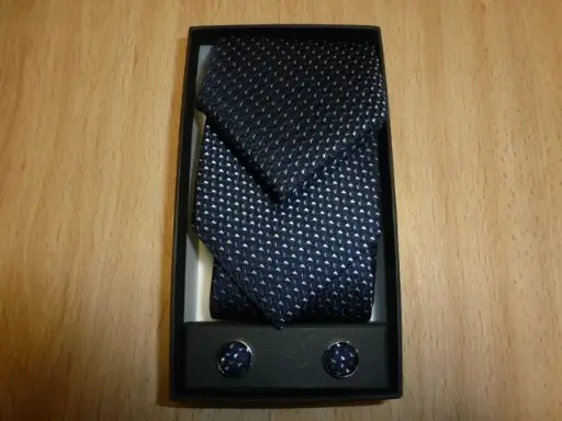 [1587-1] Conjunto corbata, pañuelo y gemelos