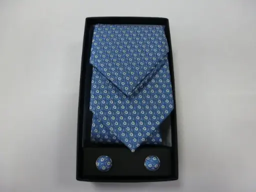 [1589-3] Conjunto corbata, pañuelo y gemelos