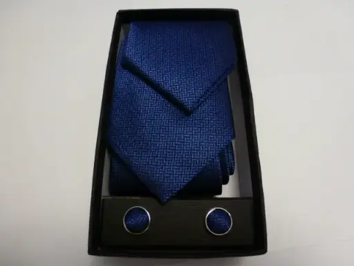 [1590-1] Conjunto corbata, pañuelo y gemelos