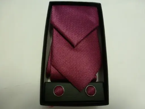 [1590-3] Conjunto corbata, pañuelo y gemelos