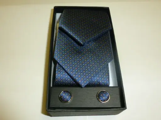 [1594-2] Conjunto corbata, pañuelo y gemelos