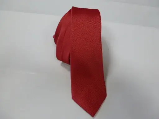 [6105-4] Corbata microfibra falso liso 6 cm. Rojo coral