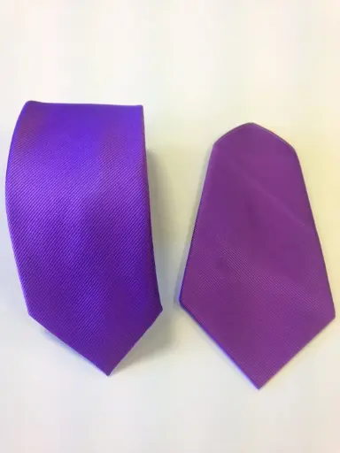 [8003-2] Corbata microfibra falso liso 8 cm y pañuelo morado