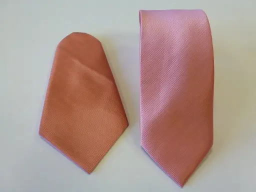 [8004-4] Corbata microfibra falso liso 8 cm y pañuelo rosa palo